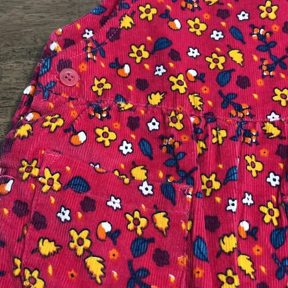 Vintage Little North West Blue Overalls Corduroy Floral Flowers‎ Pink 0-6 Months